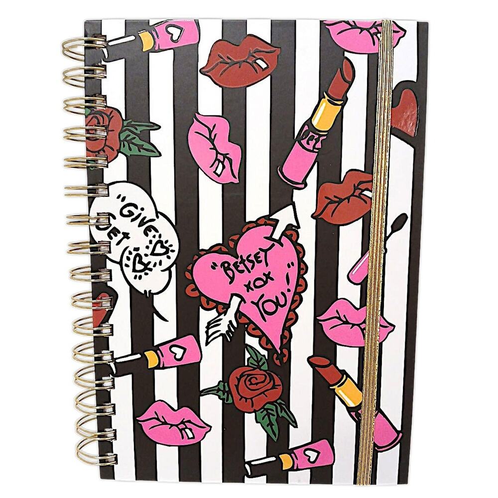 Betsey Johnson Journal 8" Designer Notebook Edgy Girly Art Lips Lined Pages New